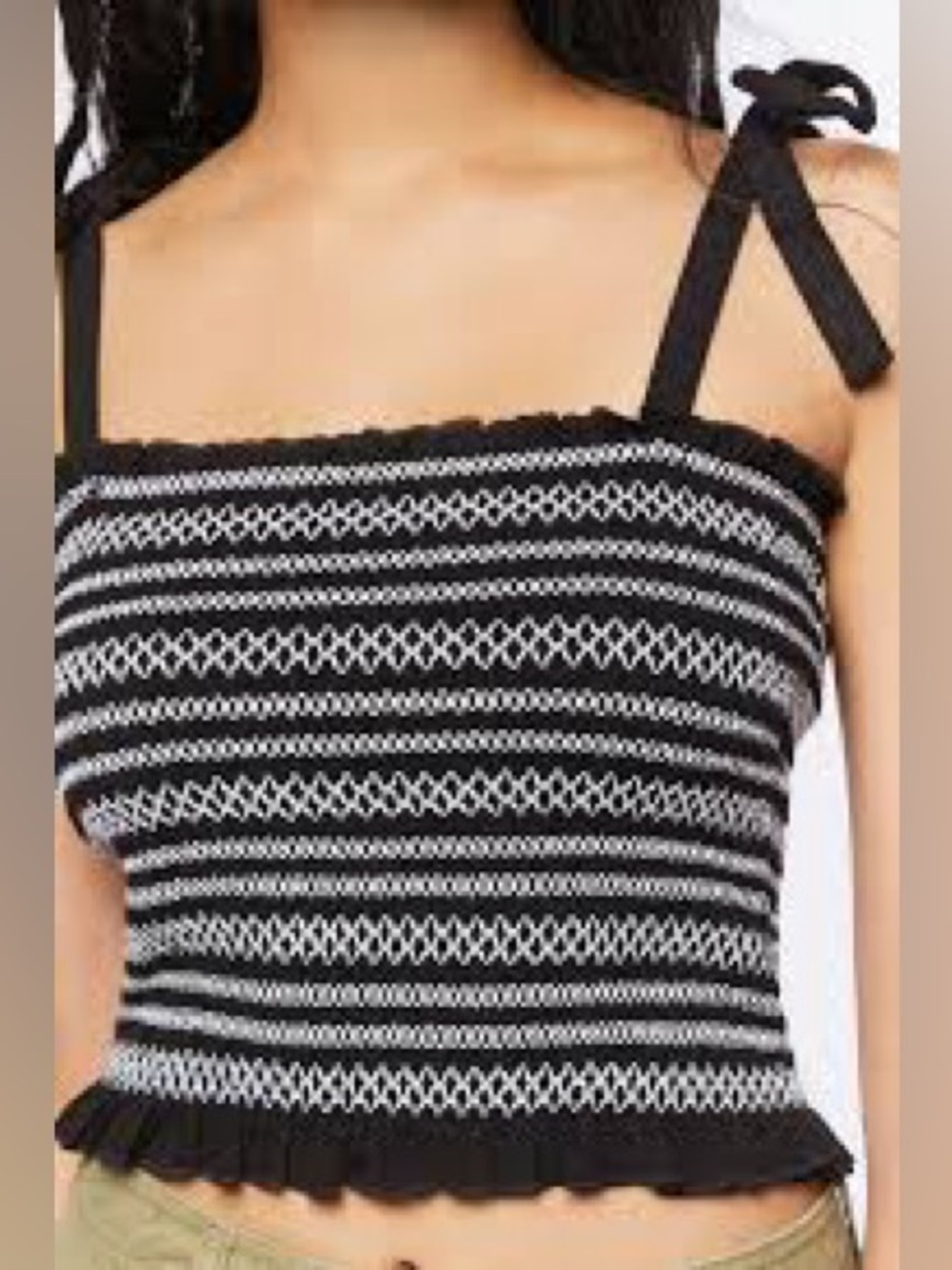 Forever 21 Embroidered Tie-Strap Crop Top